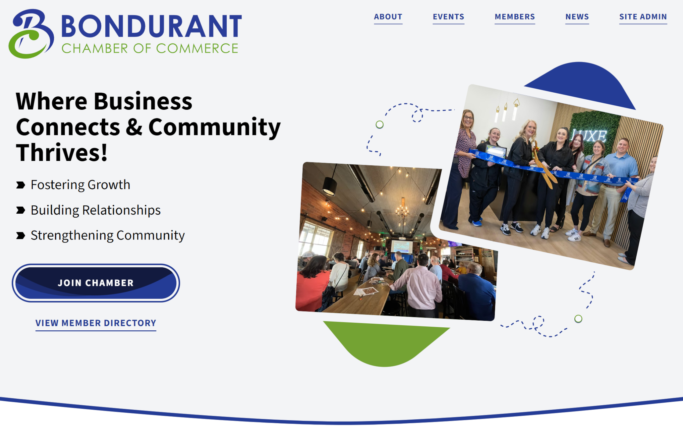 Bondurant Chamber website shown on a laptop screen