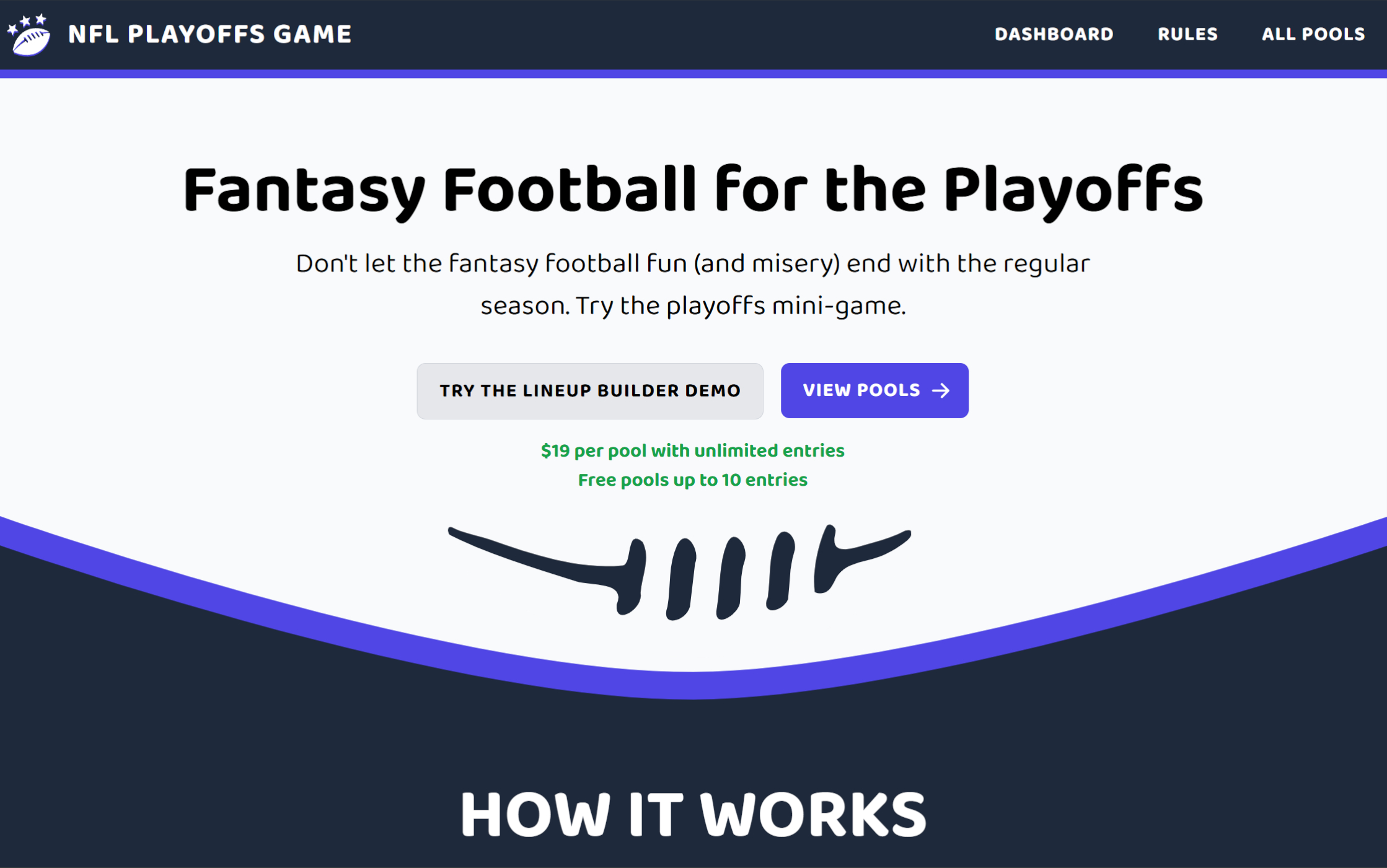 Playoffs Game website shown on a laptop screen